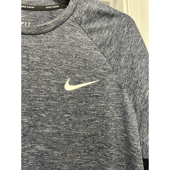 Nike Swim Dri-FIT Hydroguard Mens Midnight Heather Navy Blue Size Large UPF 40+ - Picture 3 of 6